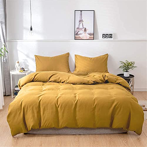 Image of KAREVER Mustard Yellow Comforter Sets Full Bedding Set 3 Pieces Women Men Ginger Yellow Comforter Sets Lightweight Durable Blanket Full Quilts Breathable Bed Comforter Set
