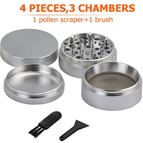 woleyi 4 kamers draagbare aluminium kruidenmolen met pollenschraper (55 mm) - Image 4