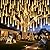 Minetom 2-Pack Meteor Shower Lights Solar Powered, 16 inches 10 Tubes 240 LED Meteor Shower Rain Lights, Cascading Falling Rain Lights for Tree Bushes Holiday Parties Christmas Decor, (Warm White)