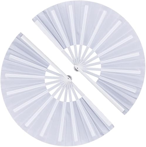 Paquete de 2 abanicos de mano plegables grandes, abanicos de tela retro vintage de tela de nailon, ventilador de mano chino de Kung Fu Tai Chi para