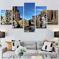 SIGNWIN 5 Panel Canvas Wall Art Modern Art Beach Dramatic Island Landscape Multicolor Photography for Home Decorations Ready to Hang - 60