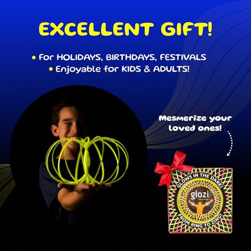 mozi glozi geometric magic flow bracelet - easy to use - 3d bracelet spiral toy glowing spinning bracelet spiral for children and adults yellow