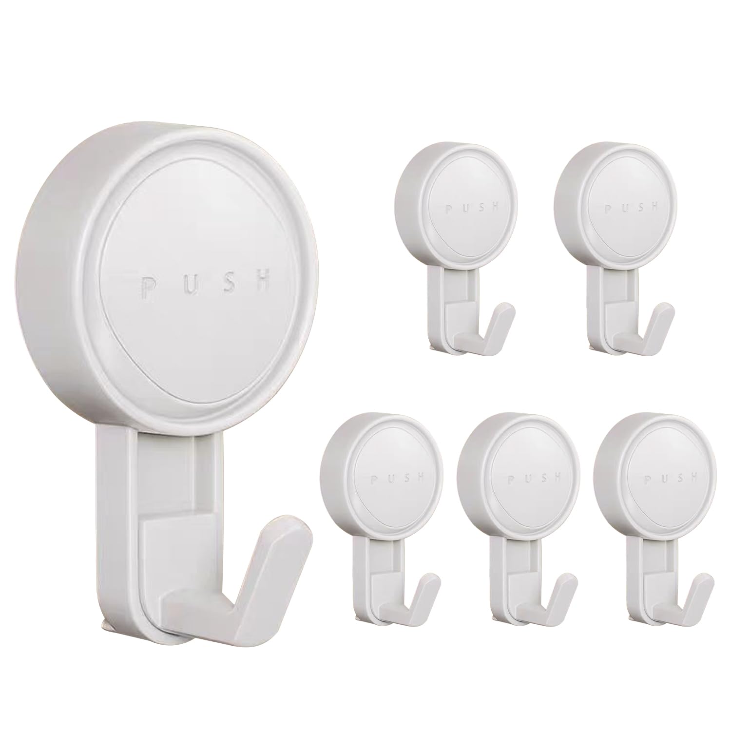 FUZVOL 6 Pack Suction Hooks, Heavy Duty Vacuum Suction Cup Hooks for Towel, Coat, Bathrobe Hanging