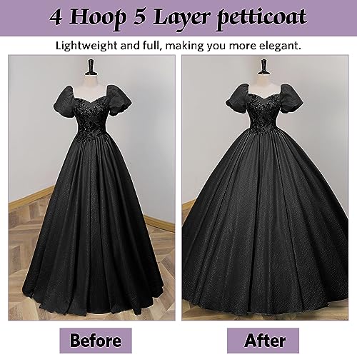 Image of Women's Crinoline Petticoat, 4 Hoop Long Crinoline Skirt for Women, Half Slips Ball Gown Underskirt for Wedding