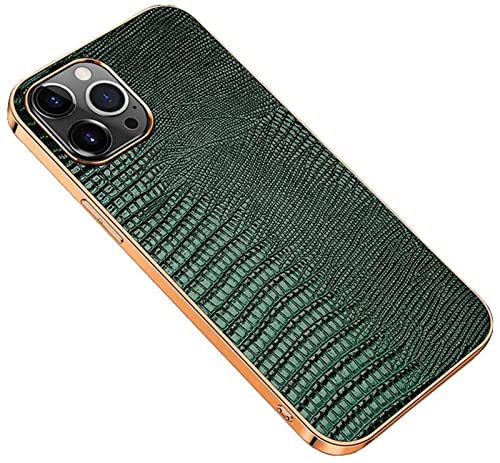 Étui iPhone 13 Pro Max vert à motif lézard parfait pour vos sorties et bureaux