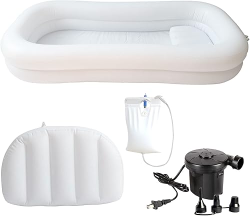 Timisea Bañera inflable médica cama portátil para geriátricos ancianos pacientes discapacitados con bomba de aire para adultos con bolsa de agua