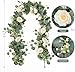 UXORSN 2PCS 12FT Artificial Eucalyptus Flower Garland with White Roses Fake Plants Silk Floral Greenery Garland Faux Gypsophila Ivy Vines for Wedding Decoration Home Party Table Runner Decor