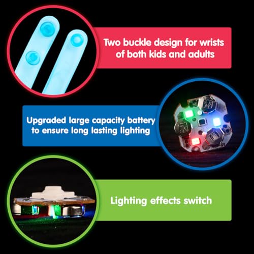 Joyin 16149 12 Pack Led Light Up Spinner Bracelets, Glow In The Dark Fidget Party Favors thumb #1