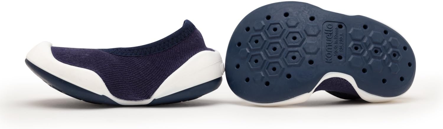 Komuello Toddler Sock Shoes – Flat Style Non-Slip Baby Shoes for Boys and Girls – Breathable, Washable, Soft Cotton First Walker Shoes for Indoor & Outdoor Use