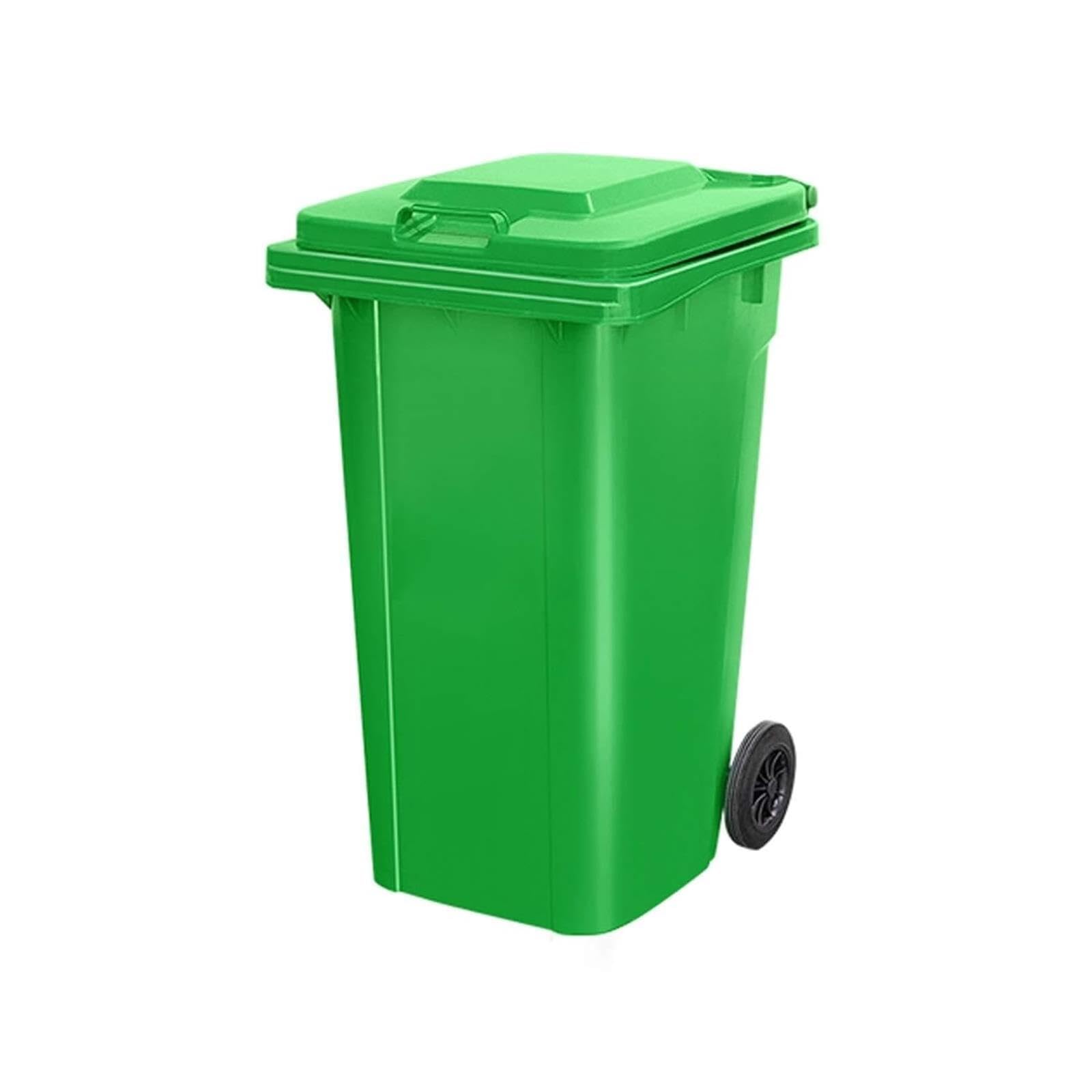 VITIWEDTY Outdoor Indoor Large Capacity Trash Can, Cylindrical Commercial Waste Sorting Bin with Wheels for Home, Restaurant (Green 100L)