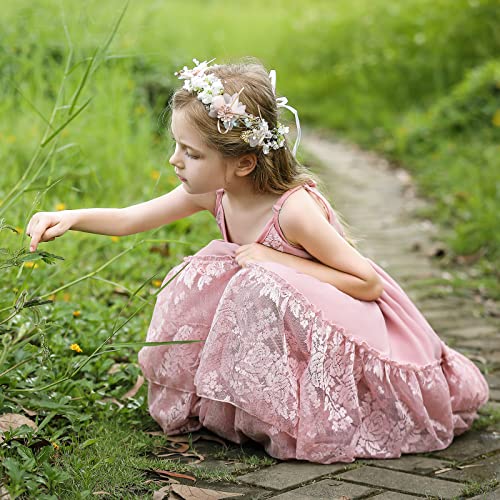 Lace Boho Flower Girl Dress Backless Bridesmaid Formal Tulle Party Little Girls Birthday Dresses Holiday #TOP3