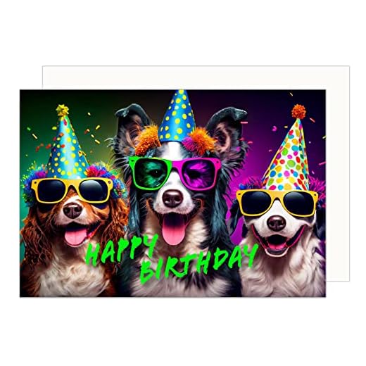 Edition Seidel Tarjeta de felicitación de cumpleaños con sobre, tarjeta de felicitación Billet Happy Birthday Humor divertida, genial, hombre, mujer, adolescentes, niñas, perros, fiesta (G3503 SW023)