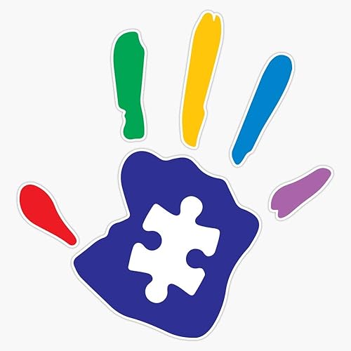 Pegatina impermeable de vinilo de mano para autismo, para coche, portátil, ventana, 5 pulgadas