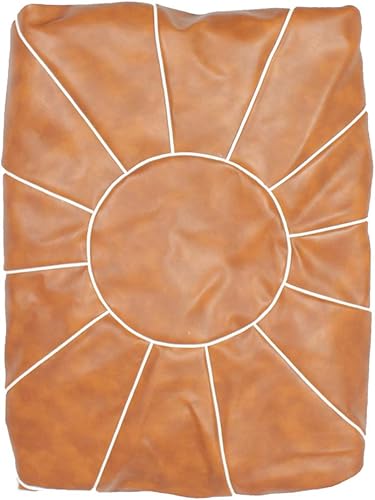 Miniatura 4 de Puf decorativo para pies, taburete redondo de cuero sin relleno, cojín otomano de almacenamiento o para descansar tus pies, silla de suelo, pie,