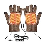 加熱式オートバイグローブ - USB 差し込み ニット 加熱 手袋 - 温熱ハンドウォーマー - 3段階温度調節 男女兼用 ウィンタースポーツ サイクリング スキー対応