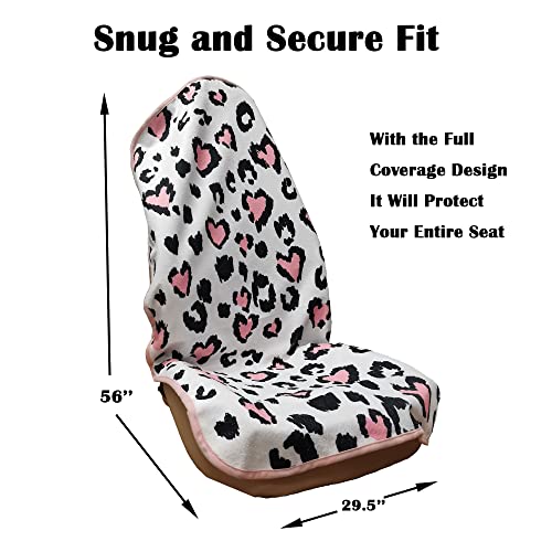 Image of Car Seat Cover Protector Front Seats,for Gym Workout,Running,Swimming,Beach and Hiking,Waterproof Sweat Towel Bucket Seat Covers for Cars SUV Trucks (Leopard Print, 1Pcs)