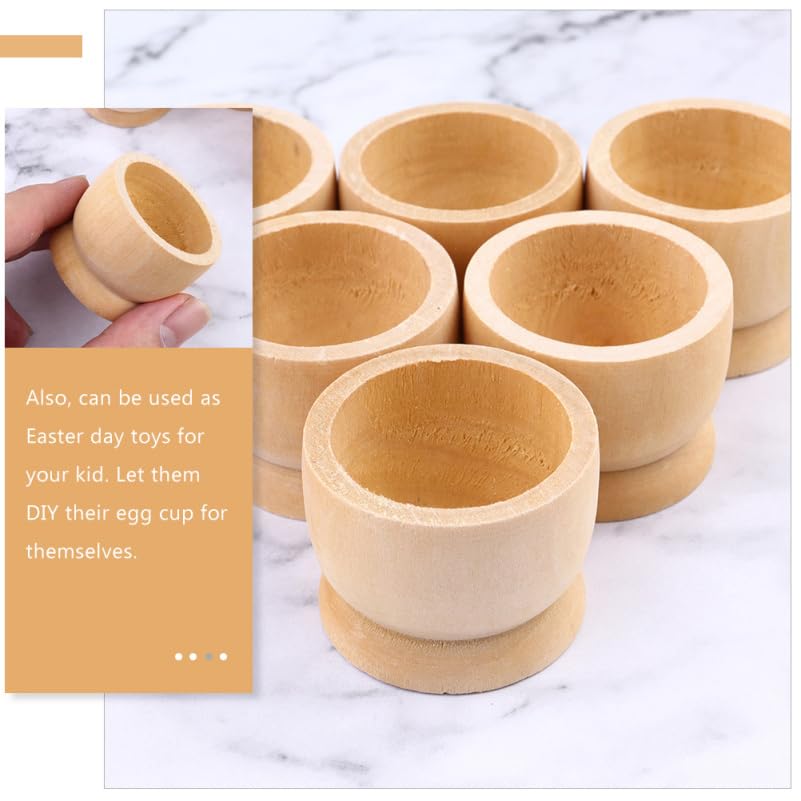 Amosfun 12PCS Wooden Egg Cup Holders Stands DIY Blank Unfinished Wooden Egg Stands Holders 1.65''x1.26'', 4.2X3.2CM, (43L90212B4)
