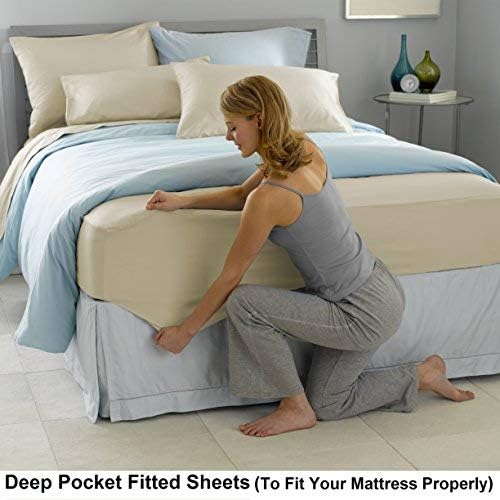 Linenwalas 800 Thread-Count Pure Cotton Bed Sheets 4pc Queen Size Peach Color Sheet Set-Long Staple Combed Cotton Yarns Luxury Sateen Weave,fits Mattress Upto 16" deep Pocket. - Image 4