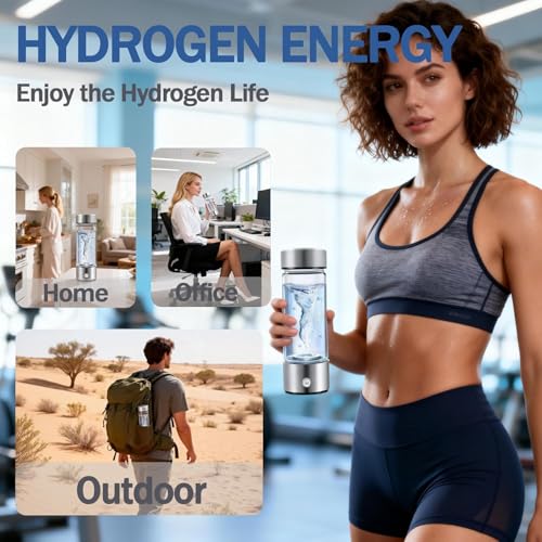 Hydrogen Water Bottle Generator, High-Concentration Hydrogen Water Maker, Up to 4000 PPB, with SPE/PEM Technology, Portable USB Rechargeable for Home Office Travel Fitness Drinking
