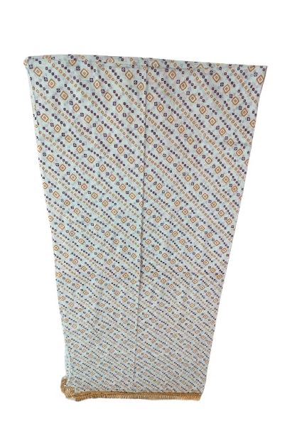 Image of Women's Dupatta with Geometric Diamond Pattern | Light Blue | Gold and Purple