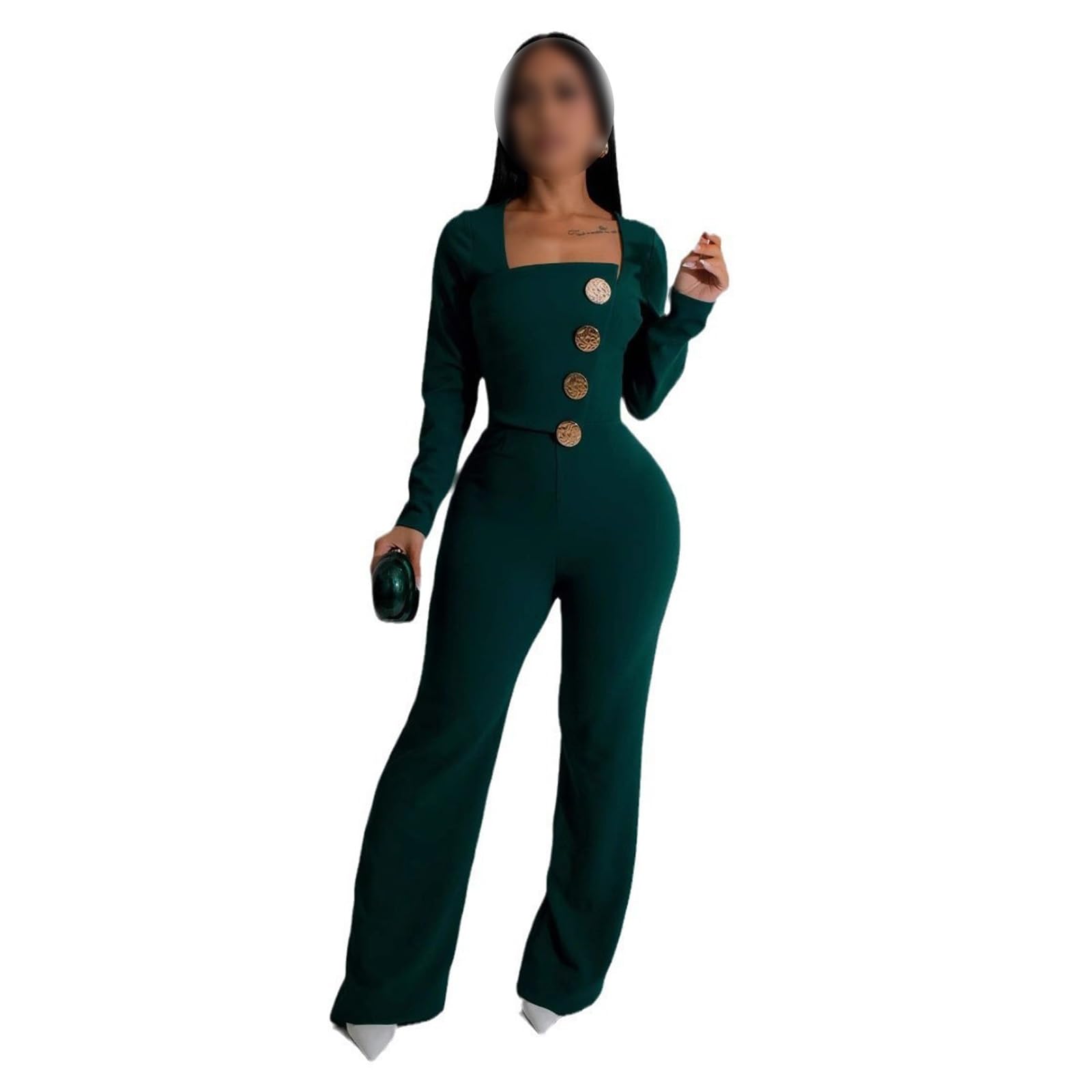 Combinaison Sexy pour Femme, Couleur Unie, Manches Longues, une Pièce, Moulante, Combinaison Rave