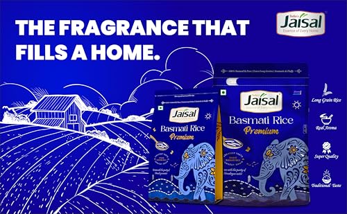 Image of Jaisal Premium Basmati Rice 1kg | Punjab Steam | Extra Long Grain Elongates Up to 24mm | Aged 2 Years | Aromatic & Fluffy Texture | Ideal for Biryani, Pulao & Daily Cooking