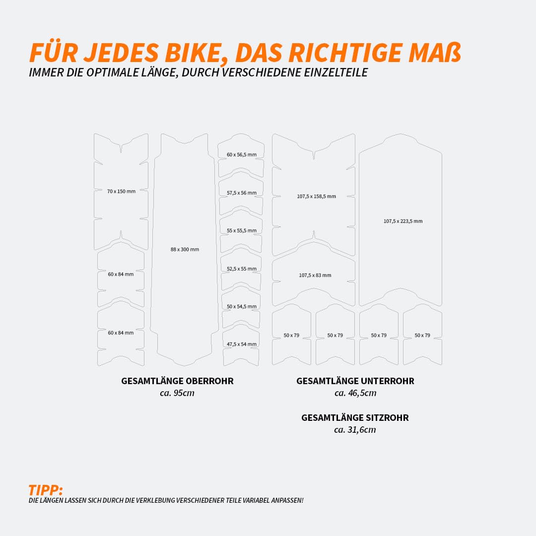 unleazhed Bike Protection BP01L | Film de protection pour cadre de vélo | Fabriqué en Allemagne | Kit de protection de cadre 19 pièces