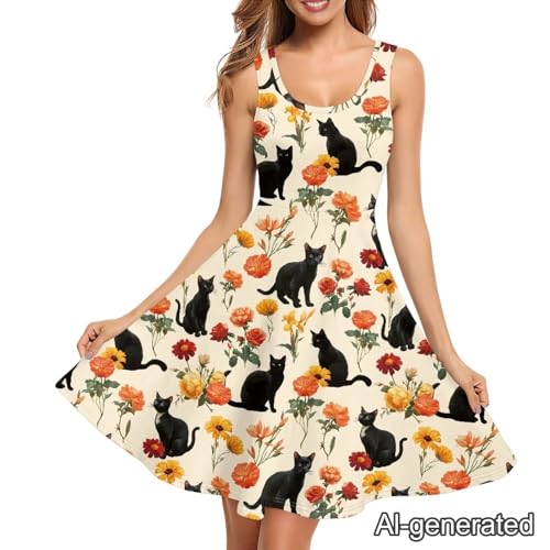 Image of Renewold Women's Sleeveless Tank Dress with Pockets, Casual Scoop Neck A-Line Sundress for Summer, Travel and Vacation