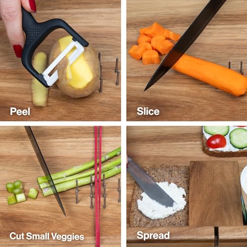 Adaptive One Handed Cutting Board With 10 Spikes – Ideal Gift for Stroke Patient, One-handed Person, Disabled, Handicapped People, Elderly Patients - Handicap Wooden Kitchen Chopping Boards - Image 3