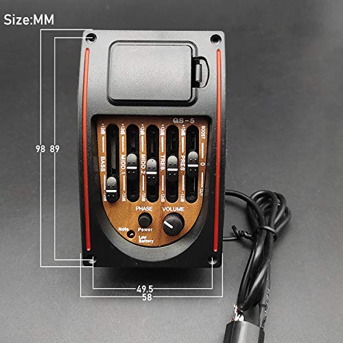 Controles de Tono de PláStico de 5 Bandas EQ Ecualizador Sintonizador Piezo Guitarra AcúStica de Registro Pre-Cableado Preamplificador Piezas de Guitarra Accesorios