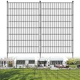 10 Panels No Dig Decorative Outdoor Garden Fence for Yard, 48 in(H) X 26.25 ft(L) Animal Barrier Fencing Rustproof Metal Wire Panel Border for Dog, Rabbits, and Patio Temporary Ground Stakes