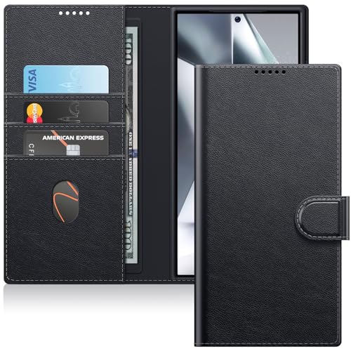 JETech Wallet Case for Samsung Galaxy S24 Ultra 5G, Shockproof PU Leather Magnetic Flip Cover with Card Holder, Stand Feature and Full Camera Protection (Black)