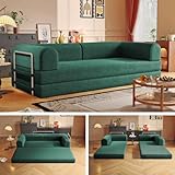 SYFERLORY Boneless Couch Convertible Sleeper Sofa Bed Futon Lounge Chair, Boneless Corduroy Loveseat with Pull Out Bed, Floor Sofa Modular Couch for Living Room Basement Movie Theater Room, Green