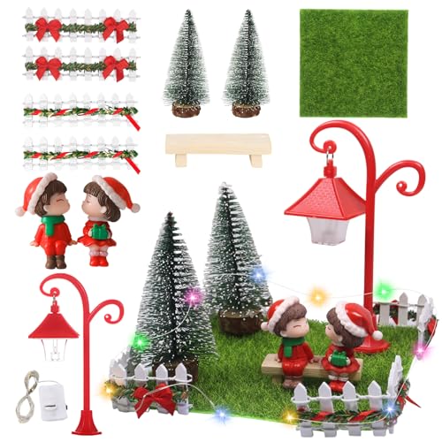 12 Stück Weihnachten Miniatur Garten, Miniatur Gartenbank...
