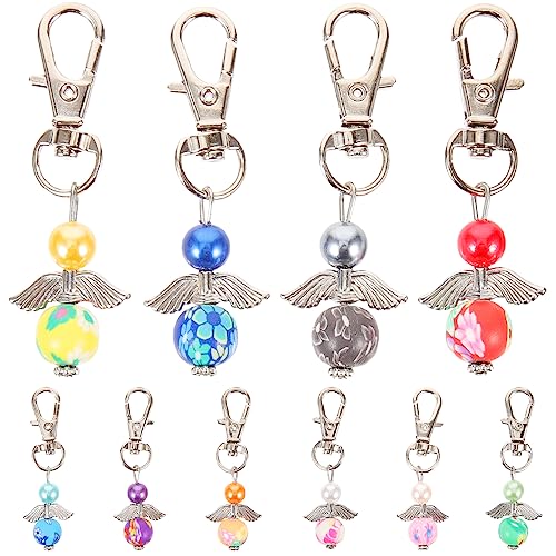 Generic 30Pcs Angel Charm Keychain Pearl Angel Wings Thank You Gift Key Circle Baby Shower Welcoming Gifts With Tags Bags For Bag Pouch Purse Key Holders, 5.5X2Cm (09F0320Il6) #TOP6