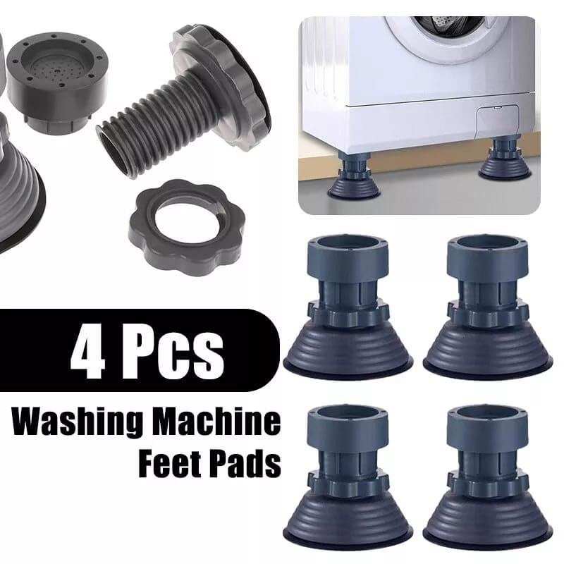 Image of 4 PCS Anti Vibration Pads for Washing Machine | Heavy Duty Anti Slip Rubber Feet Stand for Washer, Refrigerator & Furniture | Noise Reduction, Floor Protection & Height Increase (darkgreyad)