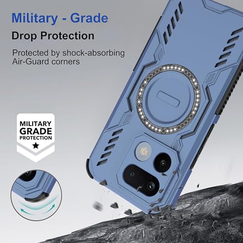 Image of amazon basics Back Case Cover for Realme 16 Pro 5G | Magnetic Case with Built-in Metal Ring | Supports MagSafe Charger, Wallet & Car Mount | Shockproof Hybrid PC + TPU | Blue