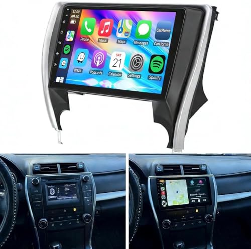 Image of 4 Core 10.2 Inch Double Din Car Radio for Toyota Camry 2015 2016 2017, 4+64G Android 14 Touch Screen Car Stereo with Wireless Carplay Android Bluetooth GPS AHD Backup Camera WiFi SWC FM Mirror Link