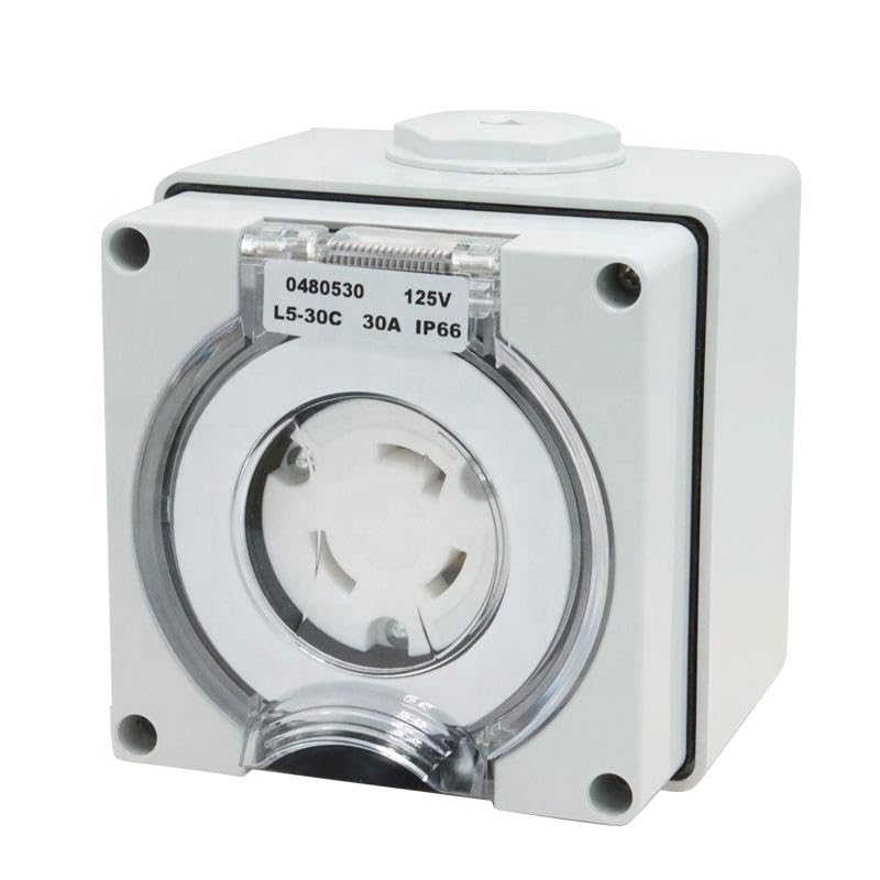 RV Power Inlet Box, 30 Amp NEMA L5-30C, 125V AC, IP66 Weatherproof, Generator Power Connection