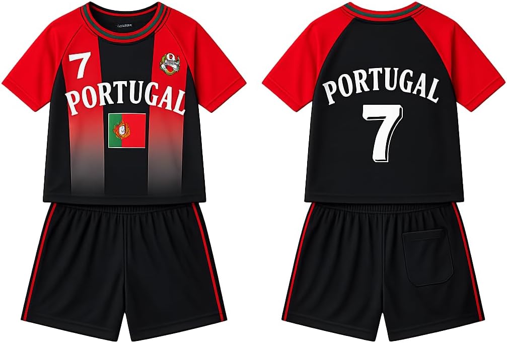 Boys Football Kit T-Shirt Summer Shorts Set Girls Top Training Outfit Unisex