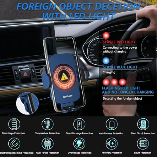 Image of Wireless Car Charger, Fast Charging 15W Auto Clamping Car Charger Phone Holder Phone Mount for iPhone17 16 15 14 13 12 11 Pro Max Xs, Samsung Galaxy S24 Ultra S23 S22 S21 S20 S10+ Note 9, etc