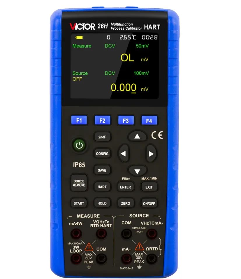 Victor/RuoShui Multifunction Calibration 26/26H Multifunction Process Calibrator with HART Communication Digit Display Process Calibrator Signal Generator(Victor 26H)