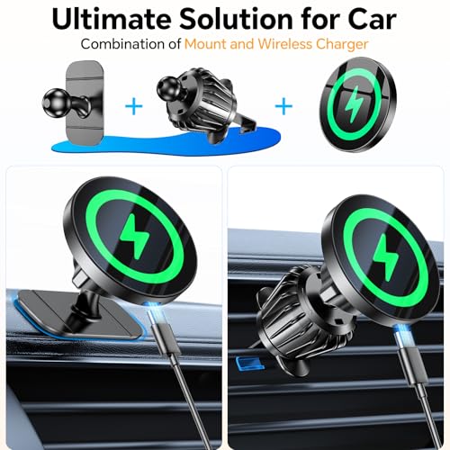 Coolpow MagSafe Wireless Charging Car Mount (Dashboard & Vent) — view 2
