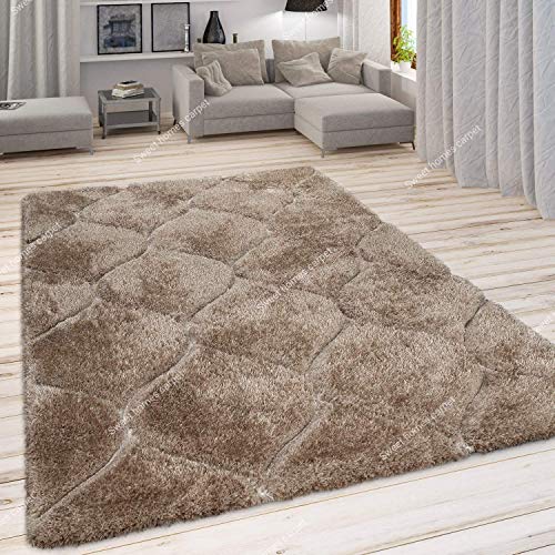 Image of SWEET HOMES. Super Ultra Soft Shaggy Handcrafter Anti Skid Silk Touch Carpet, Size 3X5 Feet, Colour, Solid Beige
