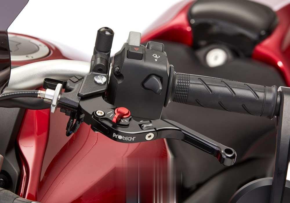 PROTECH - Leva frizione rosso/nero compatibile con Yamaha MT-03 2017-2019 RH12 regolabile I pieghevole