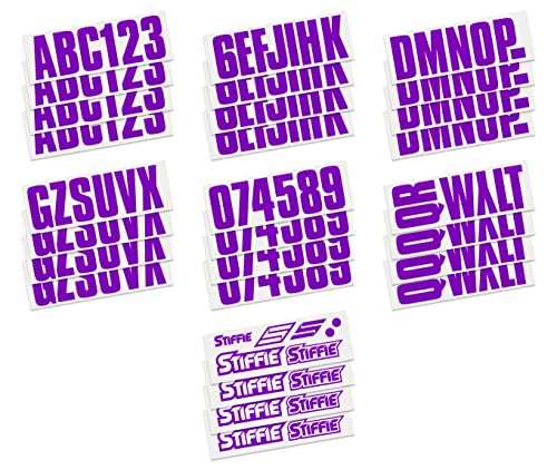 Image of STIFFIE Uniline Purple 3 inch Boat & PWC Registration Decals • Numbers Letters Stickers
