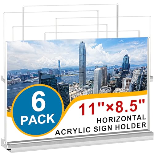 Arrobust Acrylic Sign Holder 8.5x11 Inches 6 Pack Horizontal, T