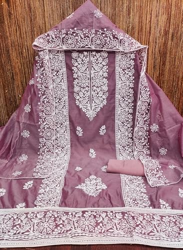 Image of Women's Heavy Cotton Embroidery Panel Work Unstitched Salwar Suit Dress Material With Cotton Work Dupatta