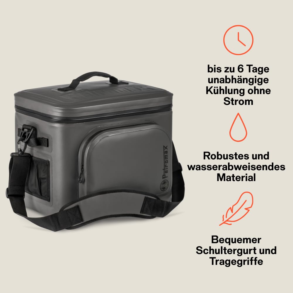 Petromax Kühltasche für tagelang eisgekühlten Proviant | Unabhängigkeit von Strom & Akku | wasserdichter Reißverschluss | für Eiswürfel und Kühlakkus