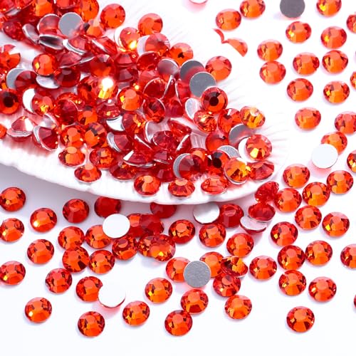 Image of Hyacinth Flatback Rhinestones, Glass Rhinestones for Nail Art and Craft, Glue Fix, Loose Crystal Gemstones(Orange, SS16, 1440pcs, 3.8-4.0mm)